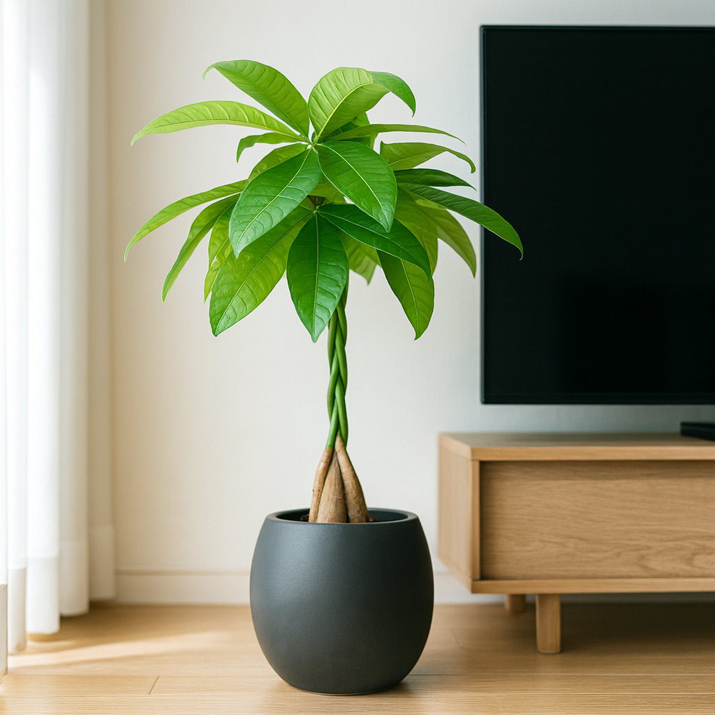 ねじりパキラ黒の丸陶器2