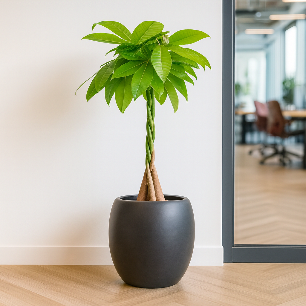 ねじりパキラ黒の丸陶器4