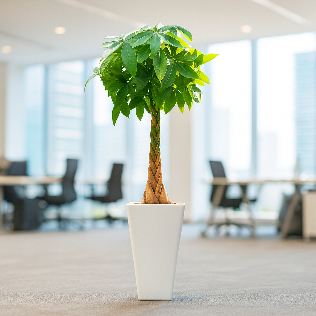 金運を呼び込むねじりパキラ白陶器4